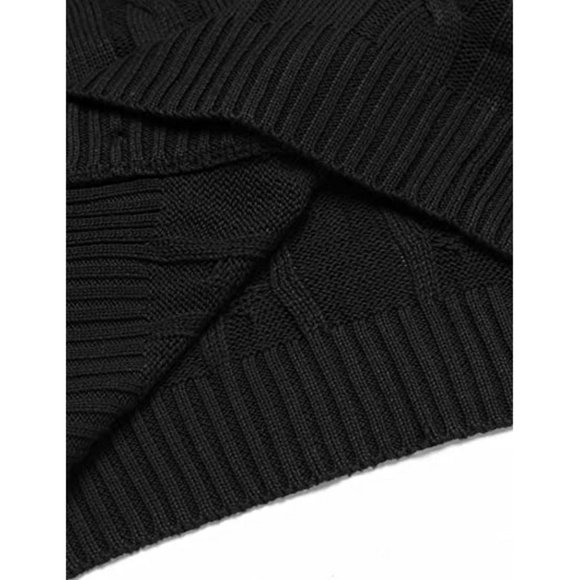 MEN'S Cardigan Sweater Slim Fit Stand Collar Cardigan Casual, Black - Picture 7 of 7